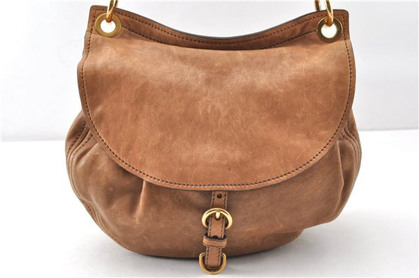 Authentic MIU MIU Vintage Leather 2Way Shoulder Hand Bag Purse Brown 0027G