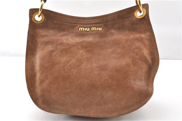 Authentic MIU MIU Vintage Leather 2Way Shoulder Hand Bag Purse Brown 0027G