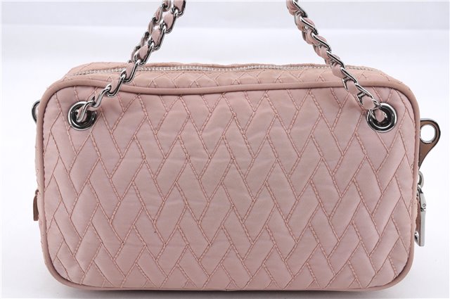 Authentic PRADA Quilting Nylon Leather 2Way Hand Shoulder Bag Purse Pink 0028E