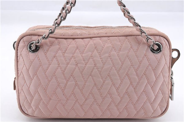 Authentic PRADA Quilting Nylon Leather 2Way Hand Shoulder Bag Purse Pink 0028E