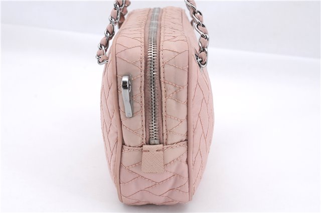Authentic PRADA Quilting Nylon Leather 2Way Hand Shoulder Bag Purse Pink 0028E