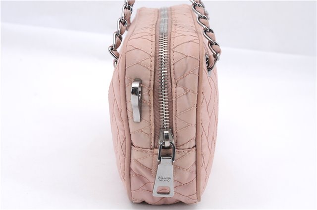 Authentic PRADA Quilting Nylon Leather 2Way Hand Shoulder Bag Purse Pink 0028E
