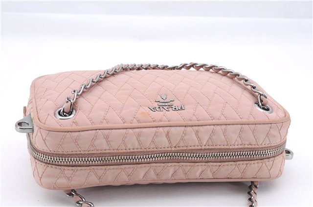 Authentic PRADA Quilting Nylon Leather 2Way Hand Shoulder Bag Purse Pink 0028E