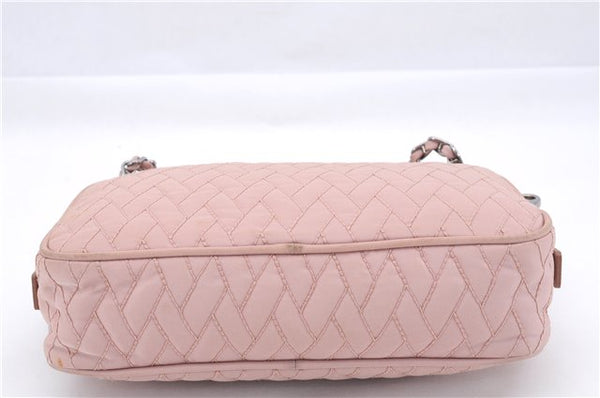 Authentic PRADA Quilting Nylon Leather 2Way Hand Shoulder Bag Purse Pink 0028E