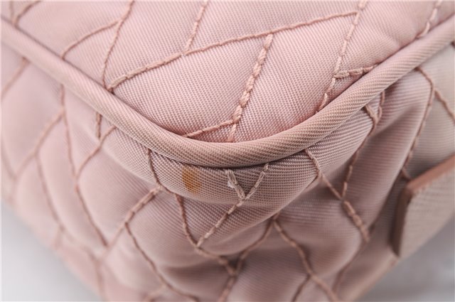 Authentic PRADA Quilting Nylon Leather 2Way Hand Shoulder Bag Purse Pink 0028E