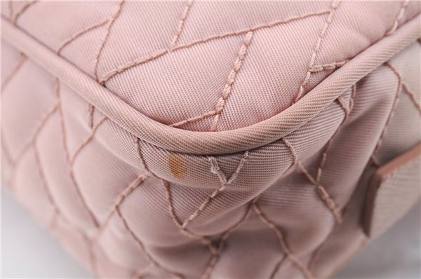 Authentic PRADA Quilting Nylon Leather 2Way Hand Shoulder Bag Purse Pink 0028E