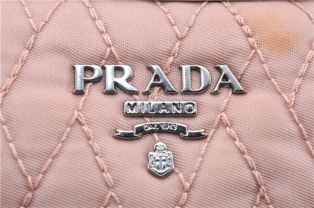 Authentic PRADA Quilting Nylon Leather 2Way Hand Shoulder Bag Purse Pink 0028E