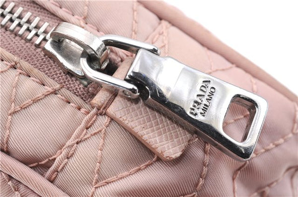 Authentic PRADA Quilting Nylon Leather 2Way Hand Shoulder Bag Purse Pink 0028E