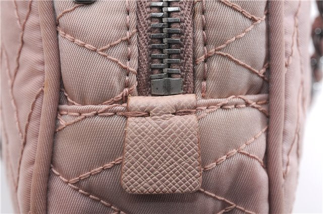 Authentic PRADA Quilting Nylon Leather 2Way Hand Shoulder Bag Purse Pink 0028E