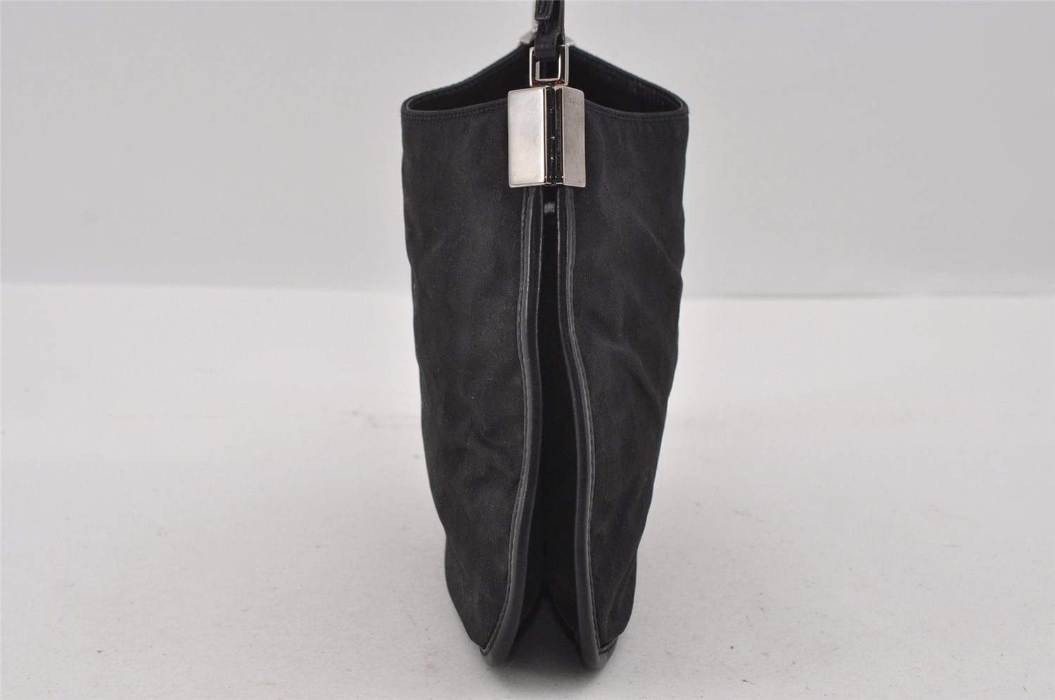 Authentic GUCCI Micro GG Nylon Leather Shoulder Hand Bag 0050846 Black 0039I