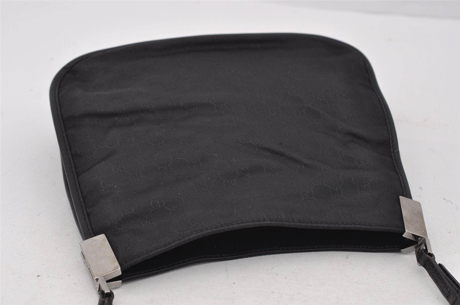 Authentic GUCCI Micro GG Nylon Leather Shoulder Hand Bag 0050846 Black 0039I