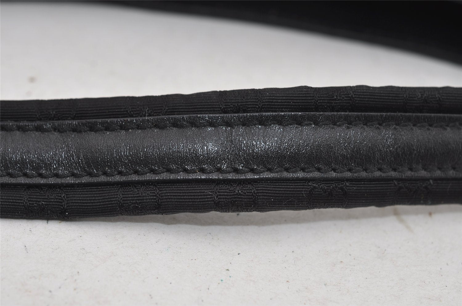 Authentic GUCCI Micro GG Nylon Leather Shoulder Hand Bag 0050846 Black 0039I