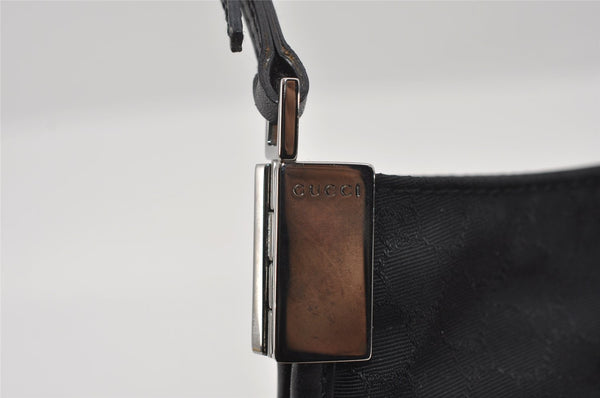 Authentic GUCCI Micro GG Nylon Leather Shoulder Hand Bag 0050846 Black 0039I
