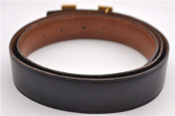 Authentic HERMES Constance Ladies Leather Belt Size 95cm 37.4" Black Brown 0040E