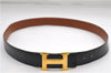 Authentic HERMES Constance Ladies Leather Belt Size 95cm 37.4" Black Brown 0040E