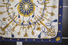 Authentic HERMES Carre 90 Scarf Key Tassel Motif Silk Navy Blue 0045E