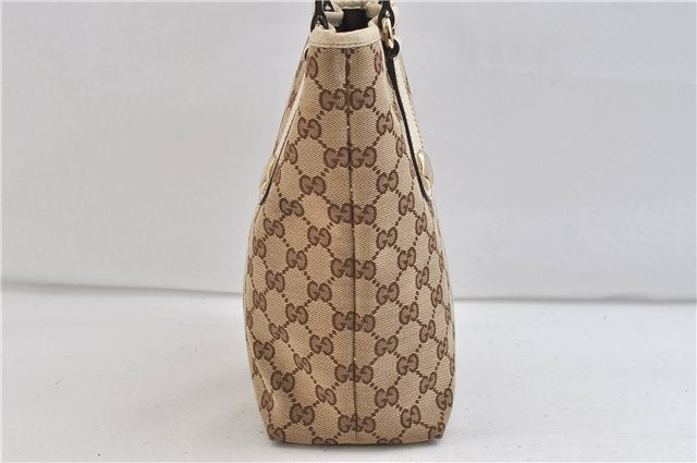 Authentic GUCCI Tote Hand Bag GG Canvas Leather 153361 Beige 0046D