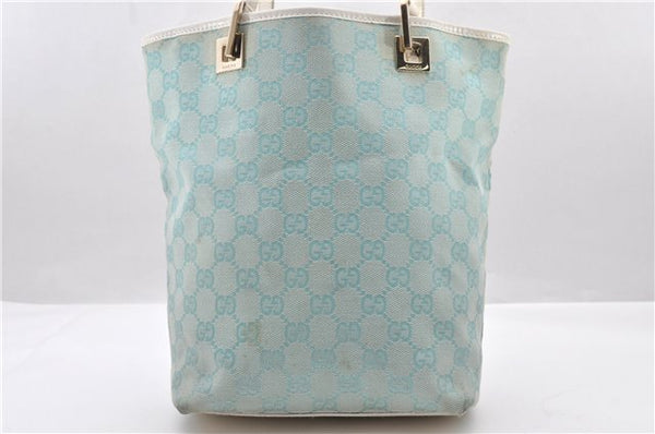 Authentic GUCCI Shoulder Tote Bag GG Canvas Leather 0021099 Light Blue 0051D