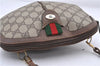 Authentic GUCCI Web Sherry Line Shoulder Cross Bag GG PVC Leather Brown 0052D