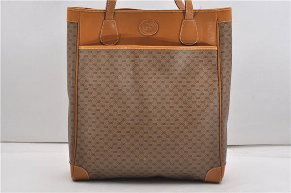 Authentic GUCCI Micro GG Vintage PVC Leather Shoulder Tote Bag Brown 0056G
