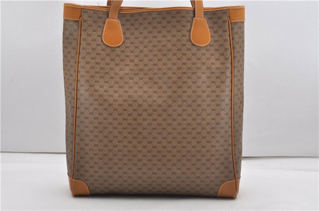 Authentic GUCCI Micro GG Vintage PVC Leather Shoulder Tote Bag Brown 0056G