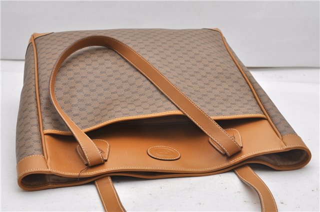 Authentic GUCCI Micro GG Vintage PVC Leather Shoulder Tote Bag Brown 0056G