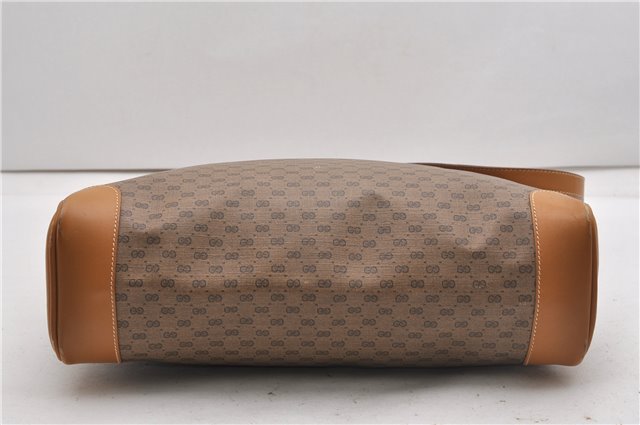Authentic GUCCI Micro GG Vintage PVC Leather Shoulder Tote Bag Brown 0056G