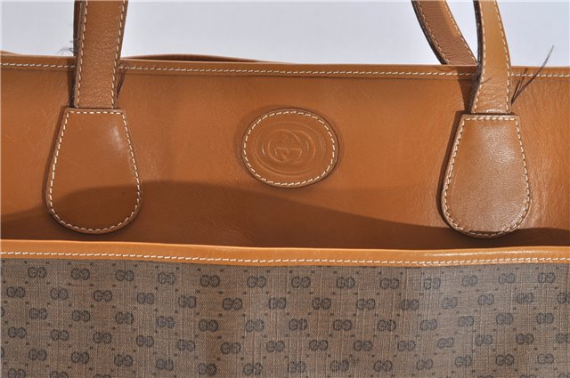 Authentic GUCCI Micro GG Vintage PVC Leather Shoulder Tote Bag Brown 0056G