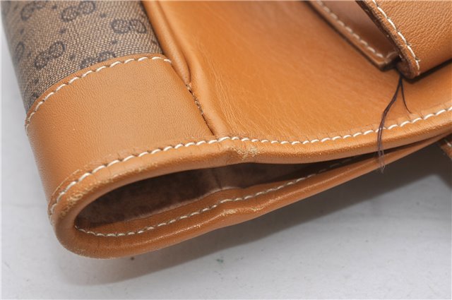 Authentic GUCCI Micro GG Vintage PVC Leather Shoulder Tote Bag Brown 0056G