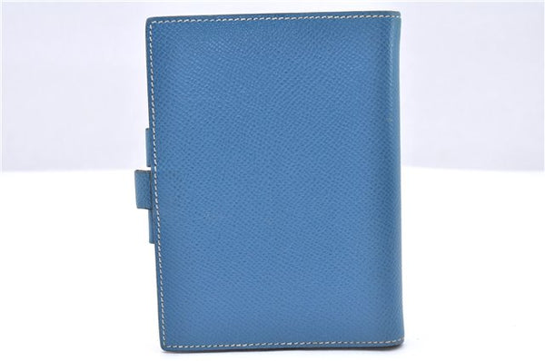 Authentic HERMES Agenda PM Day Planner Notebook Cover Leather Blue 0058E