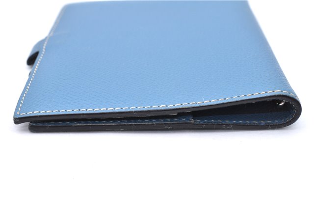 Authentic HERMES Agenda PM Day Planner Notebook Cover Leather Blue 0058E