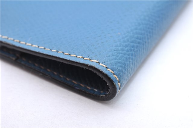 Authentic HERMES Agenda PM Day Planner Notebook Cover Leather Blue 0058E