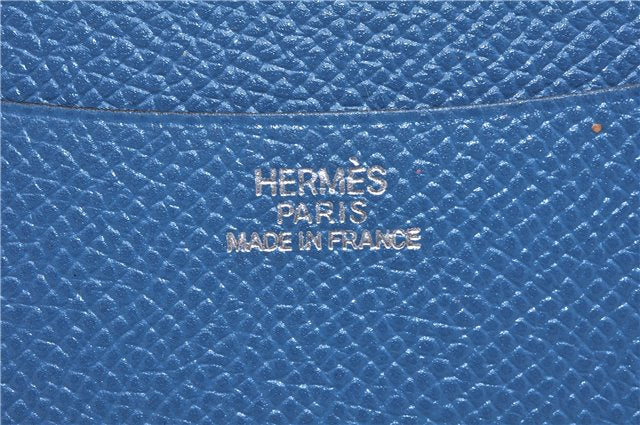 Authentic HERMES Agenda PM Day Planner Notebook Cover Leather Blue 0058E