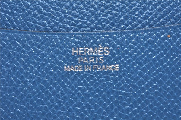 Authentic HERMES Agenda PM Day Planner Notebook Cover Leather Blue 0058E