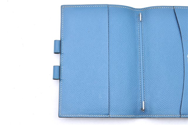 Authentic HERMES Agenda PM Day Planner Notebook Cover Leather Blue 0058E