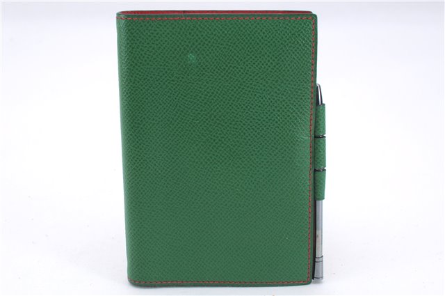 Authentic HERMES Agenda PM Day Planner Notebook Cover Leather Green 0059E