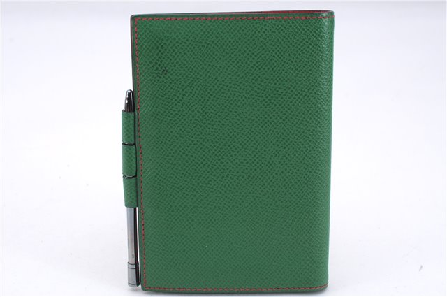 Authentic HERMES Agenda PM Day Planner Notebook Cover Leather Green 0059E