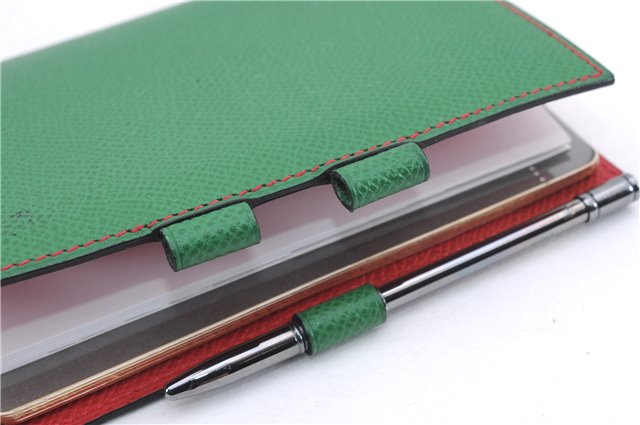 Authentic HERMES Agenda PM Day Planner Notebook Cover Leather Green 0059E