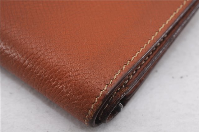 Authentic HERMES Jura Trifold Wallet Purse Leather Brown 0060E