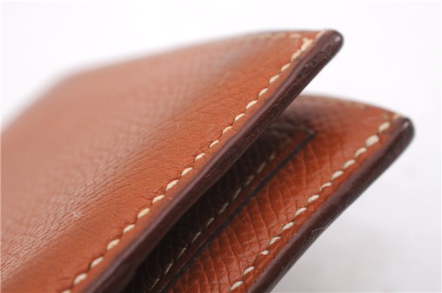 Authentic HERMES Jura Trifold Wallet Purse Leather Brown 0060E