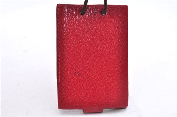 Authentic HERMES Vintage Mini Note Pad with Neck Strap Leather Red Box 0062E