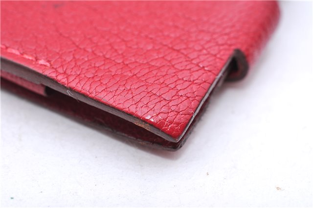 Authentic HERMES Vintage Mini Note Pad with Neck Strap Leather Red Box 0062E