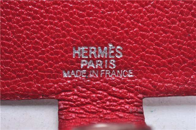 Authentic HERMES Vintage Mini Note Pad with Neck Strap Leather Red Box 0062E