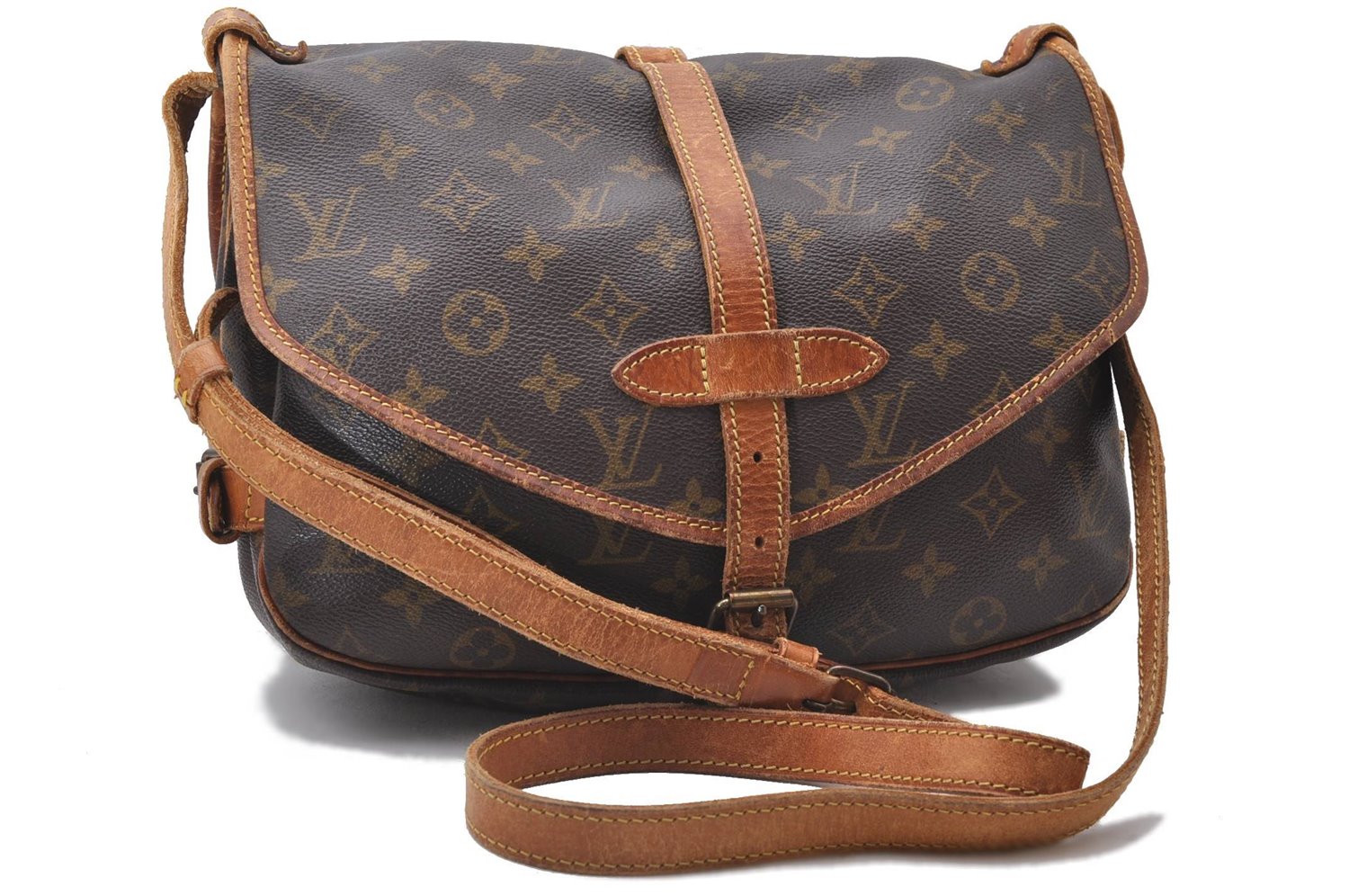 Auth Louis Vuitton Monogram Saumur 30 Shoulder Cross Body Bag M42256 LV 0063D