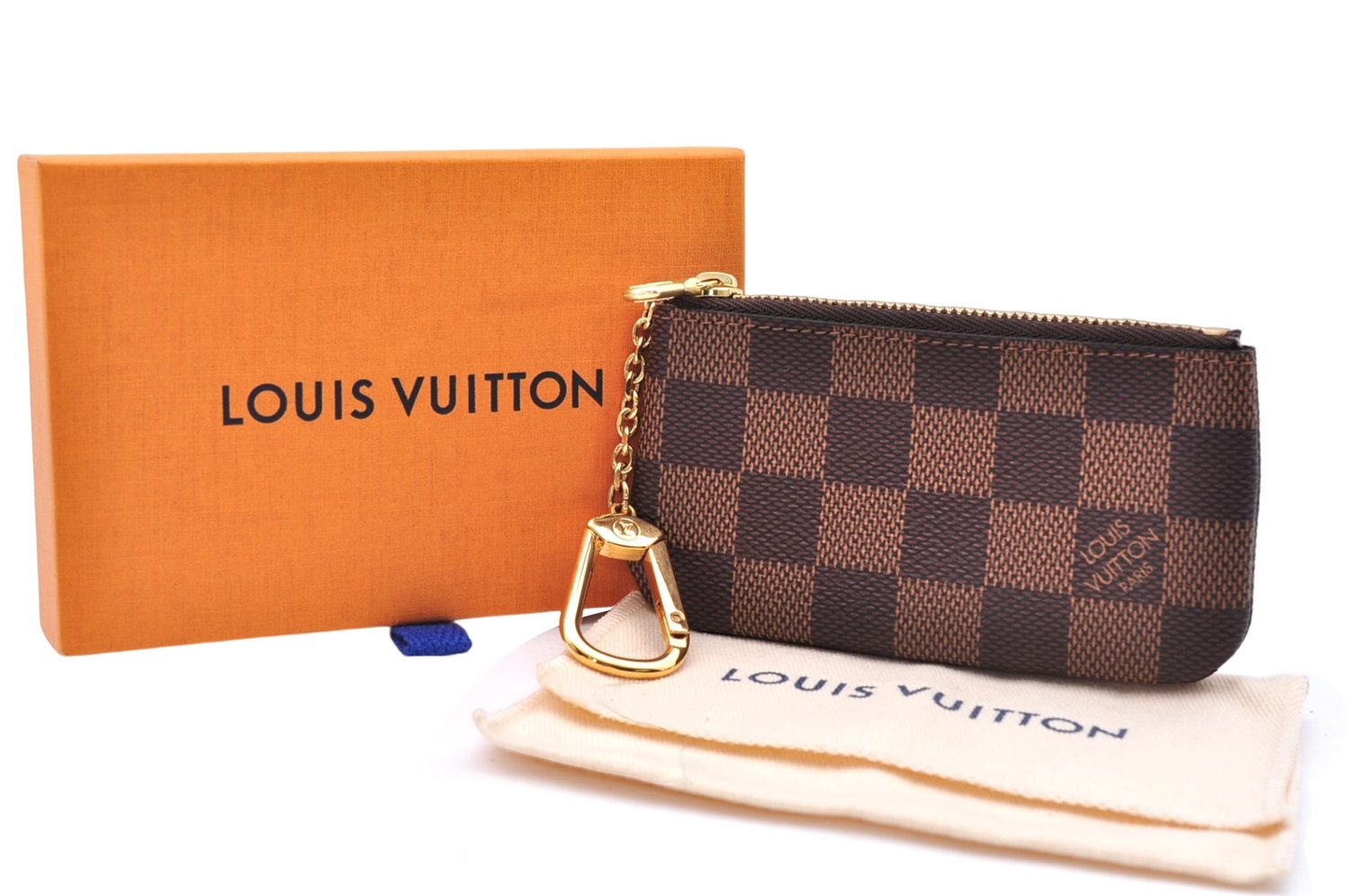 Authentic Louis Vuitton Damier Pochette Cles Coin Case Purse N62658 LV Box 0064E