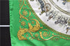 Authentic HERMES Carre 90 Scarf "LA PROMENADE DE LONGCHAMPS" Silk Green 0065E