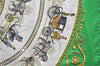 Authentic HERMES Carre 90 Scarf "LA PROMENADE DE LONGCHAMPS" Silk Green 0065E