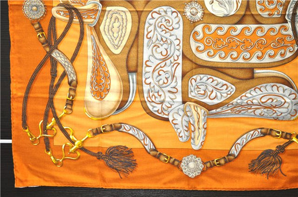 Authentic HERMES Carre Geant 90 Scarf "Festival" Cashmere Silk Brown Box 0066E