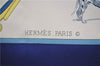 Authentic HERMES Carre 90 Scarf "CARROSSIER" Silk Blue 0067E