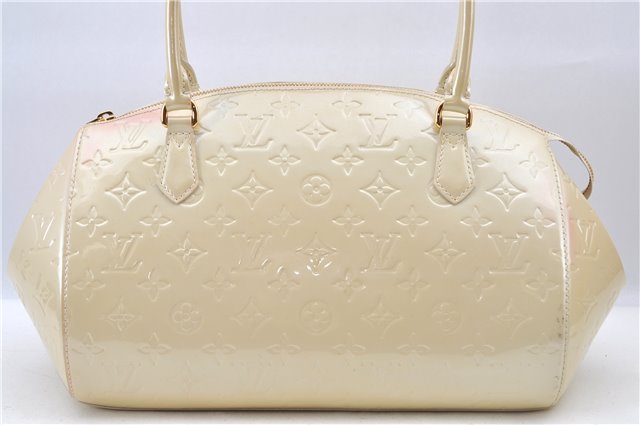 Authentic Louis Vuitton Vernis Sherwood GM Hand Bag Ivory M91487 LV 0069D